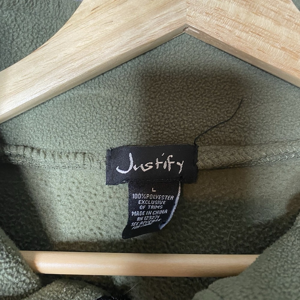 Justify Teen Green Crop Fleece Pullover 1/4 Zip Cinch Bottom Womens Size Large - Picture 3 of 3